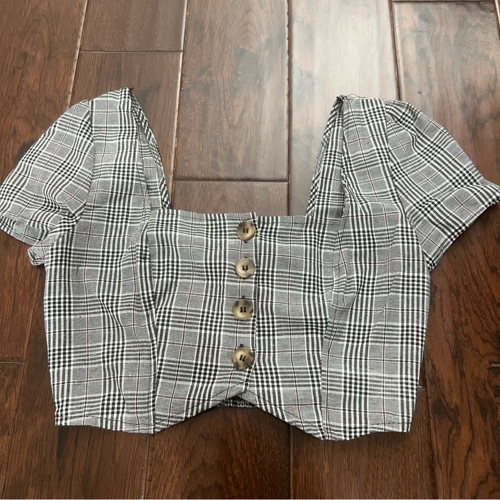 Cotton Candy plaid crop top.
